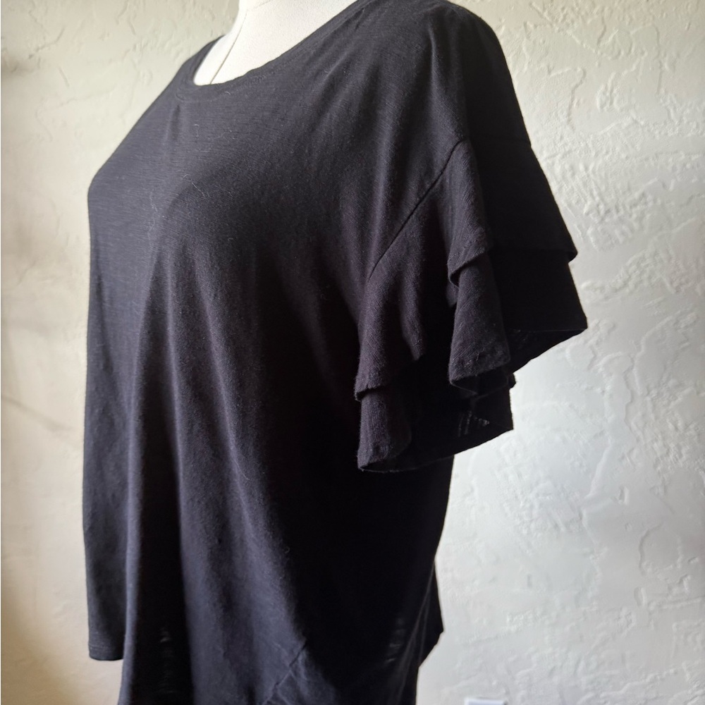 DG2 by Diane Gilman Black Ruffle Sleeve Blouse